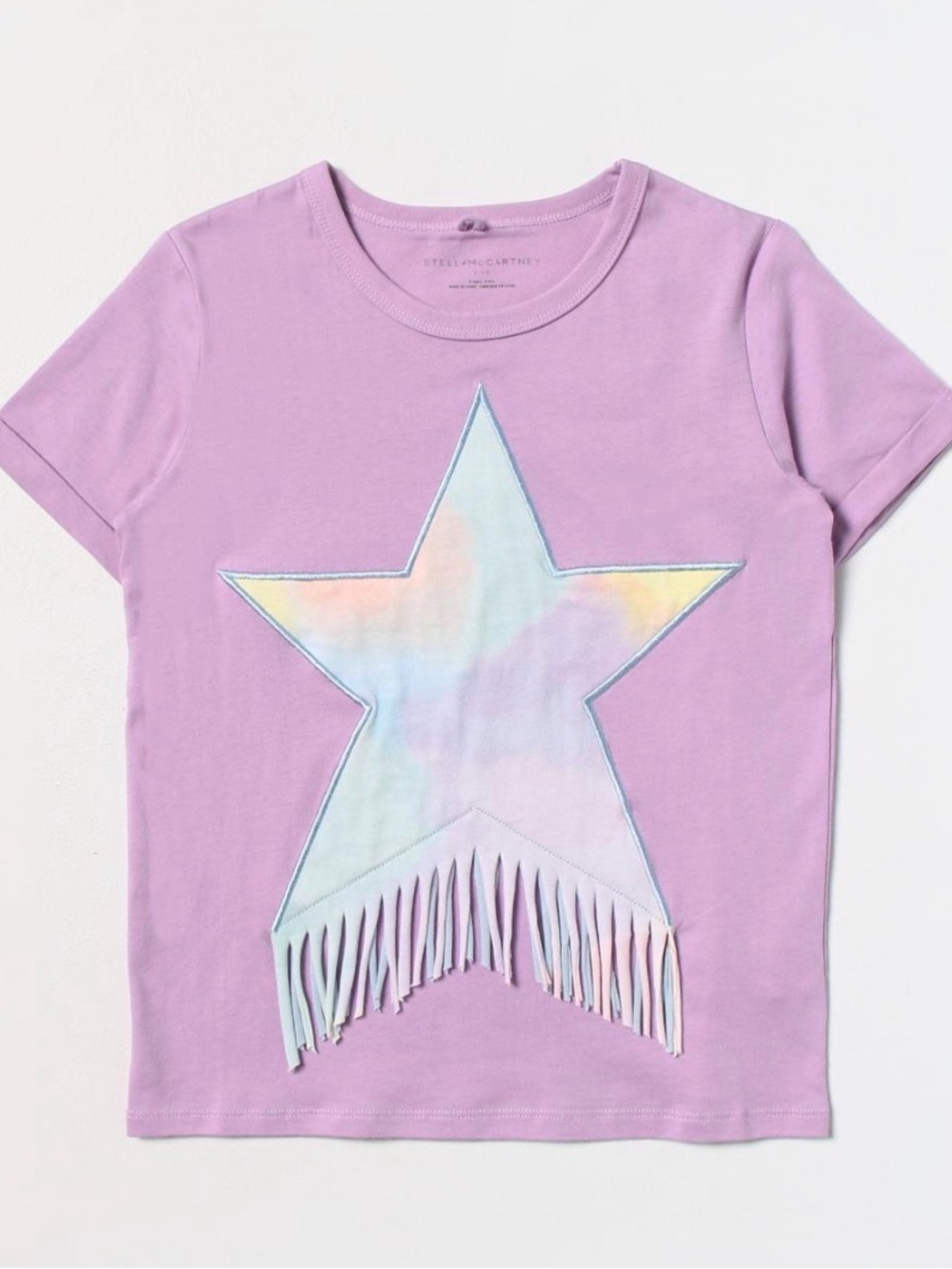STELLA MCCARTNEY Kids Lilac Star Fringed Patch Regular Fit T-Shirt size 10